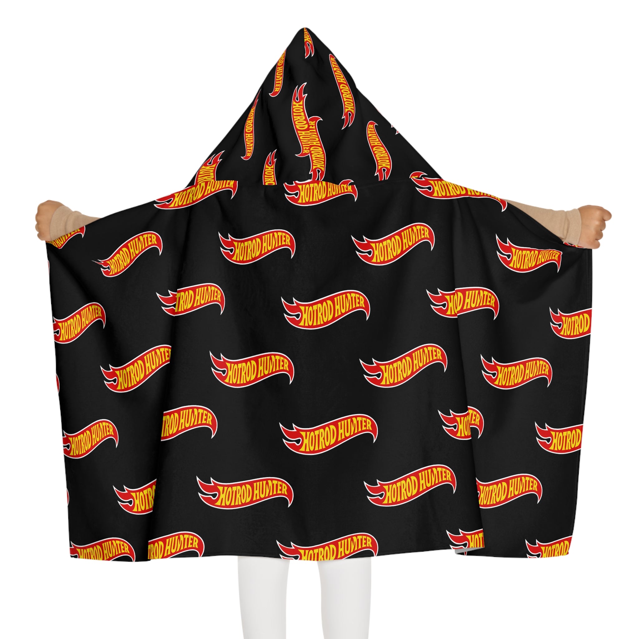 Hotrod Hunter Towel | Kids Swim Beach Towel with Hood | Black