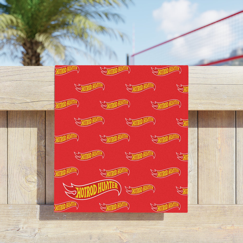 Hotrod Hunter Flame Beach Towel | Red
