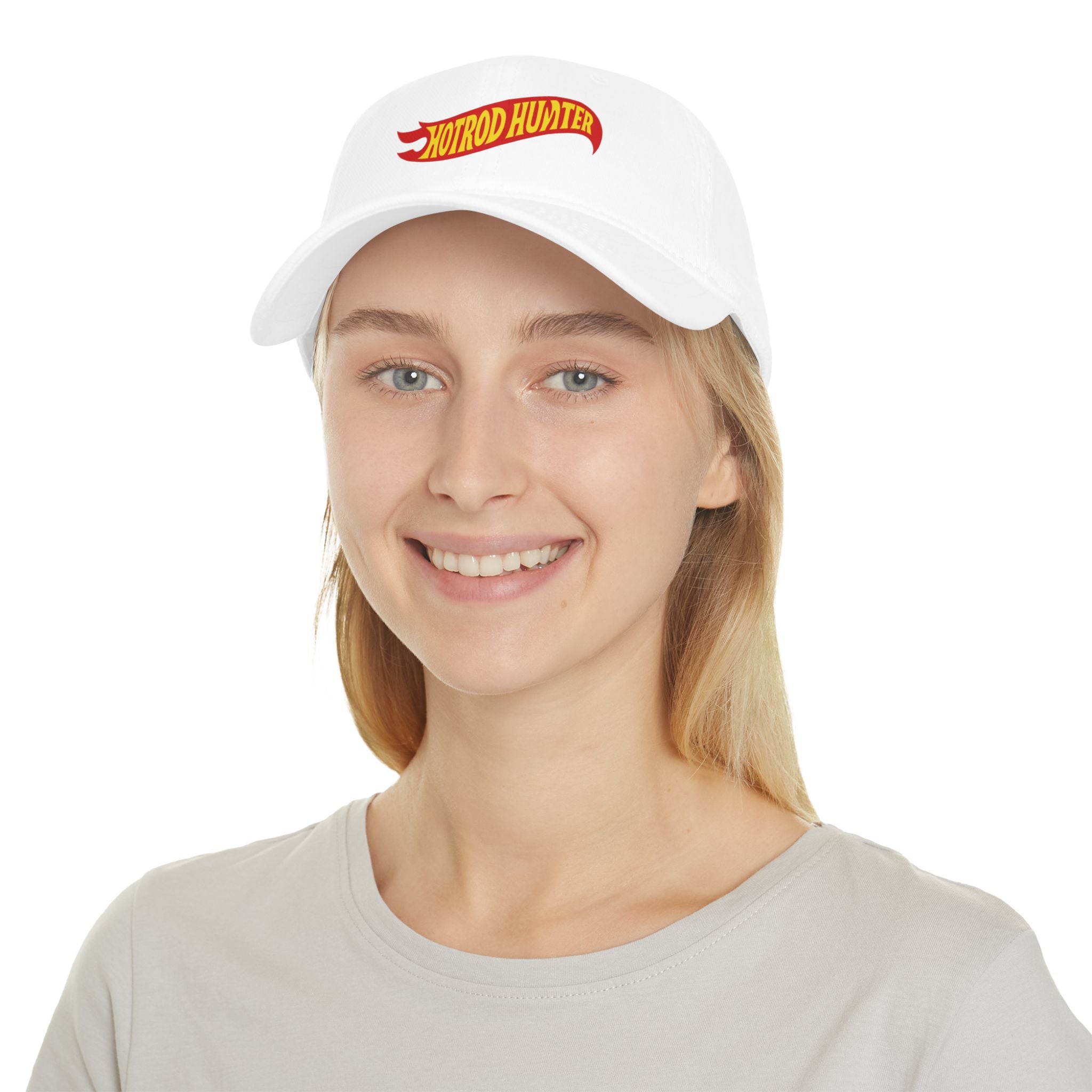 Hotrod Hunter Flame Logo Baseball Cap | White