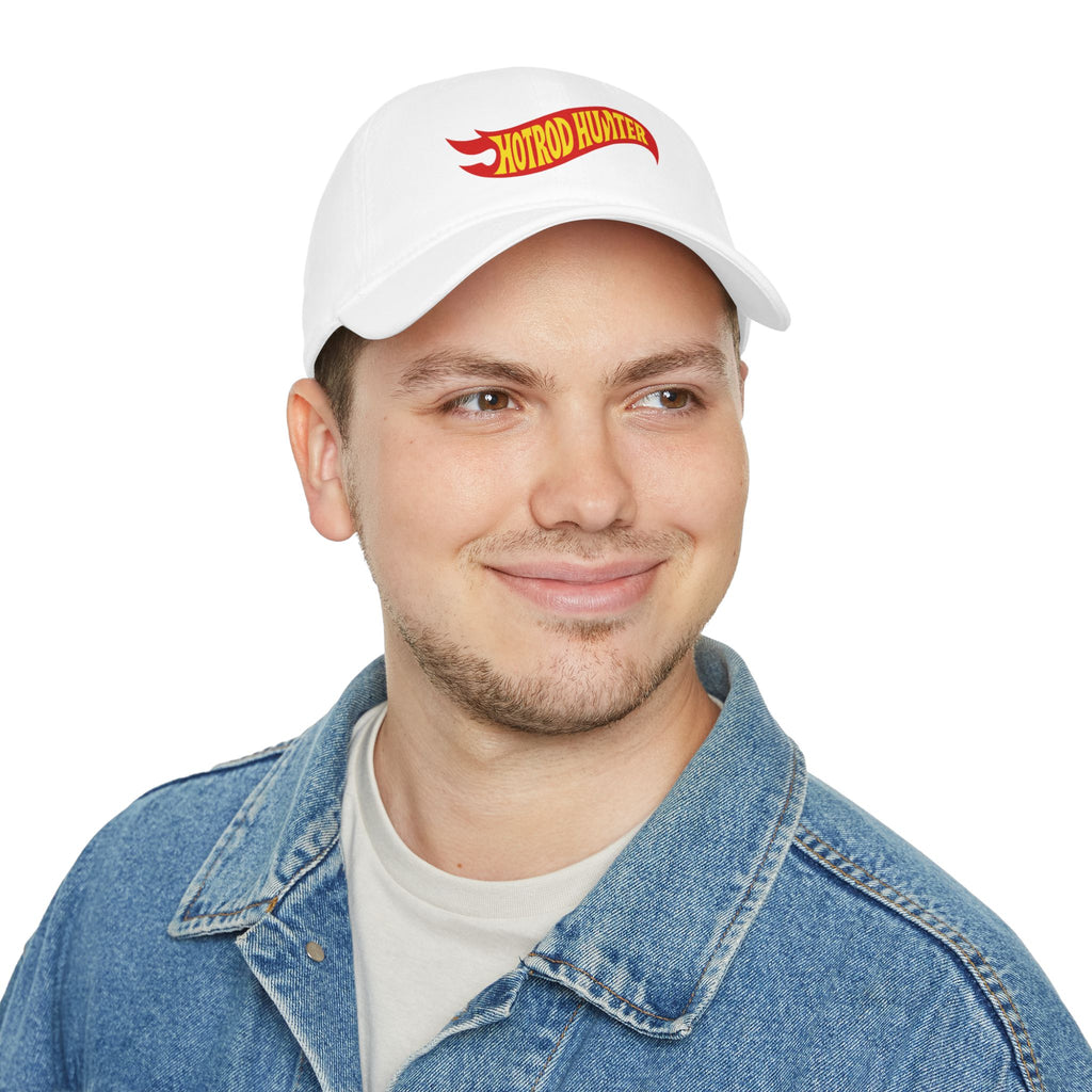 Hotrod Hunter Flame Logo Baseball Cap | White