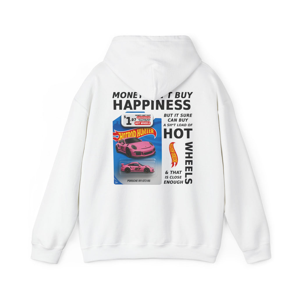Money Can't Buy Happiness Adult Hoodie | White