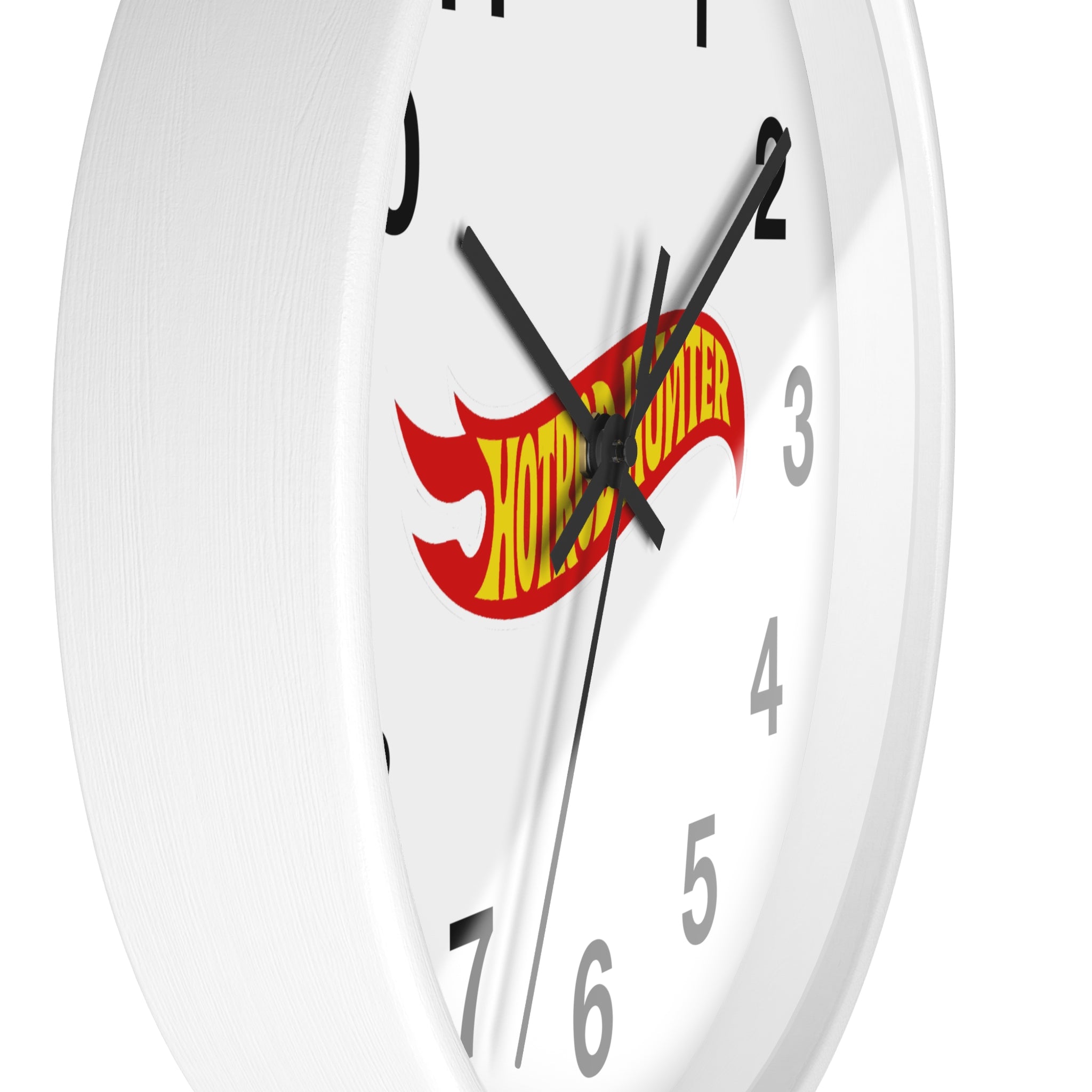 Hotrod Hunter Flame Logo Wall Clock | White