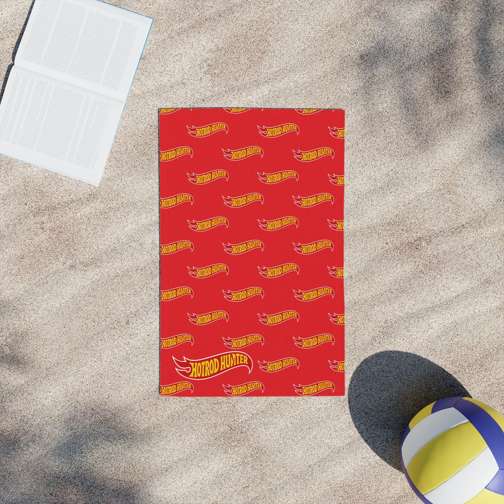 Hotrod Hunter Flame Beach Towel | Red