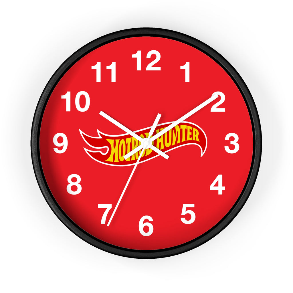 Hotrod Hunter Flame Logo Wall Clock | Red