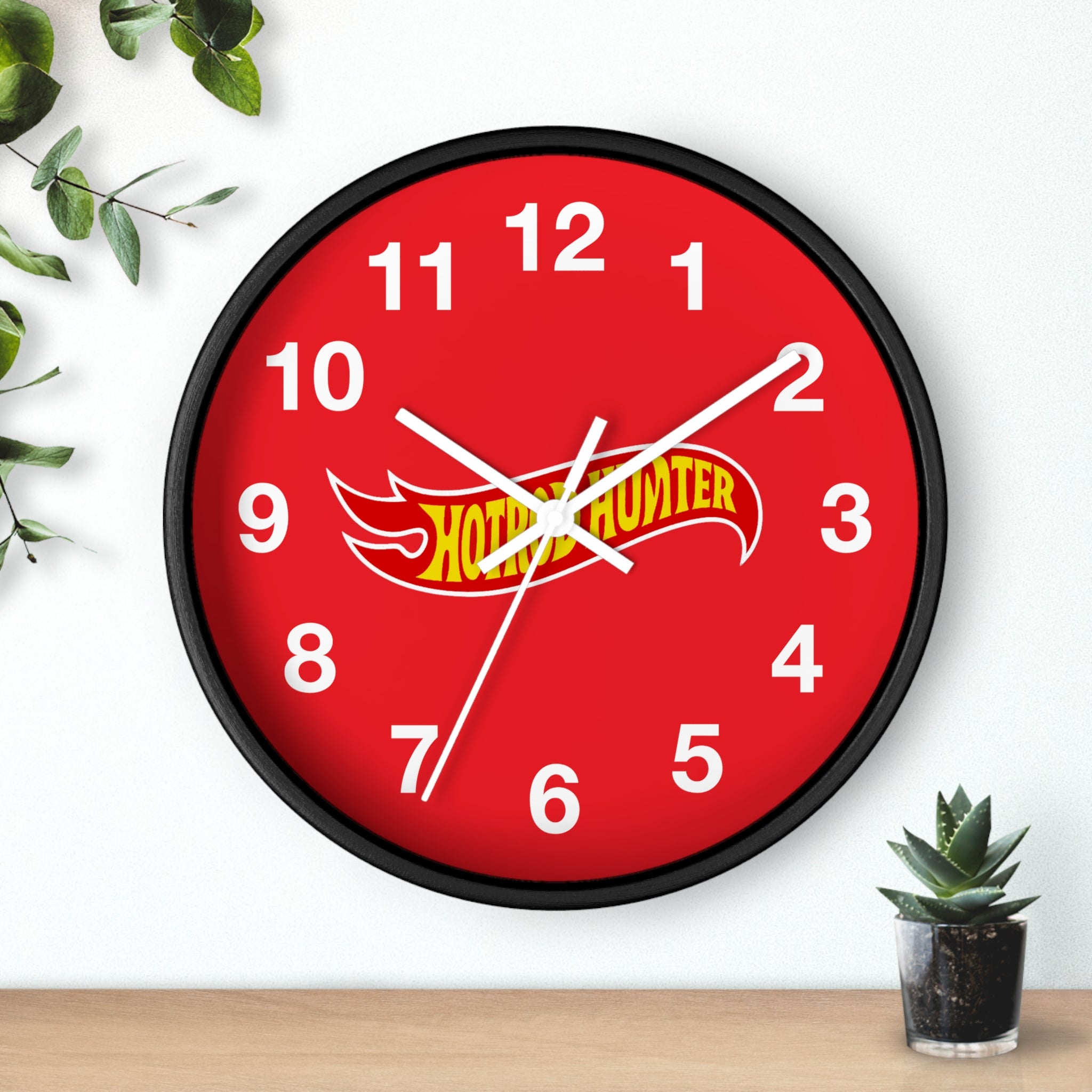 Hotrod Hunter Flame Logo Wall Clock | Red