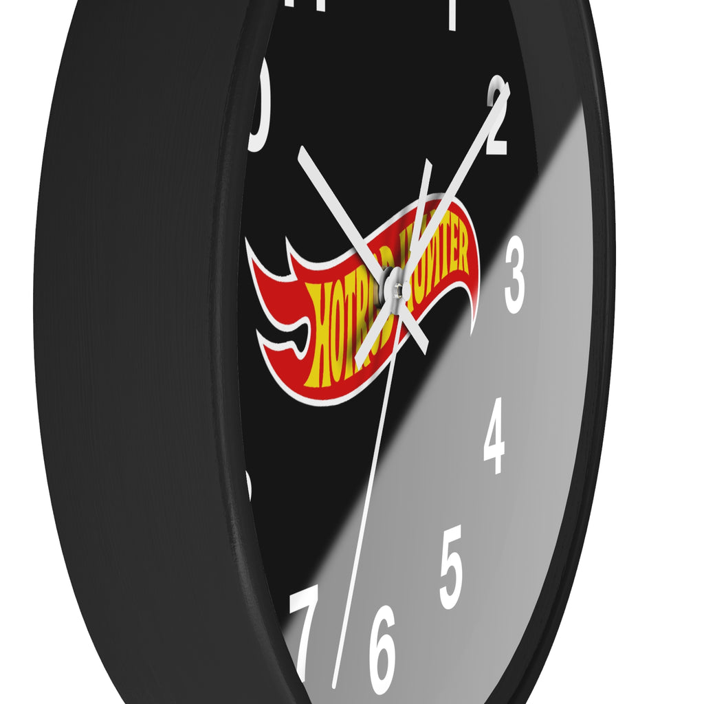 Hotrod Hunter Flame Logo Wall Clock | Black