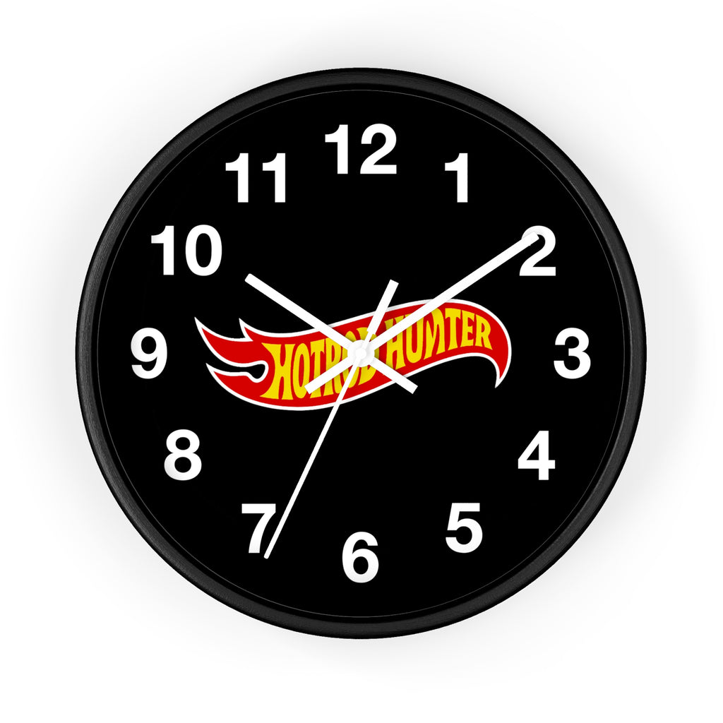 Hotrod Hunter Flame Logo Wall Clock | Black