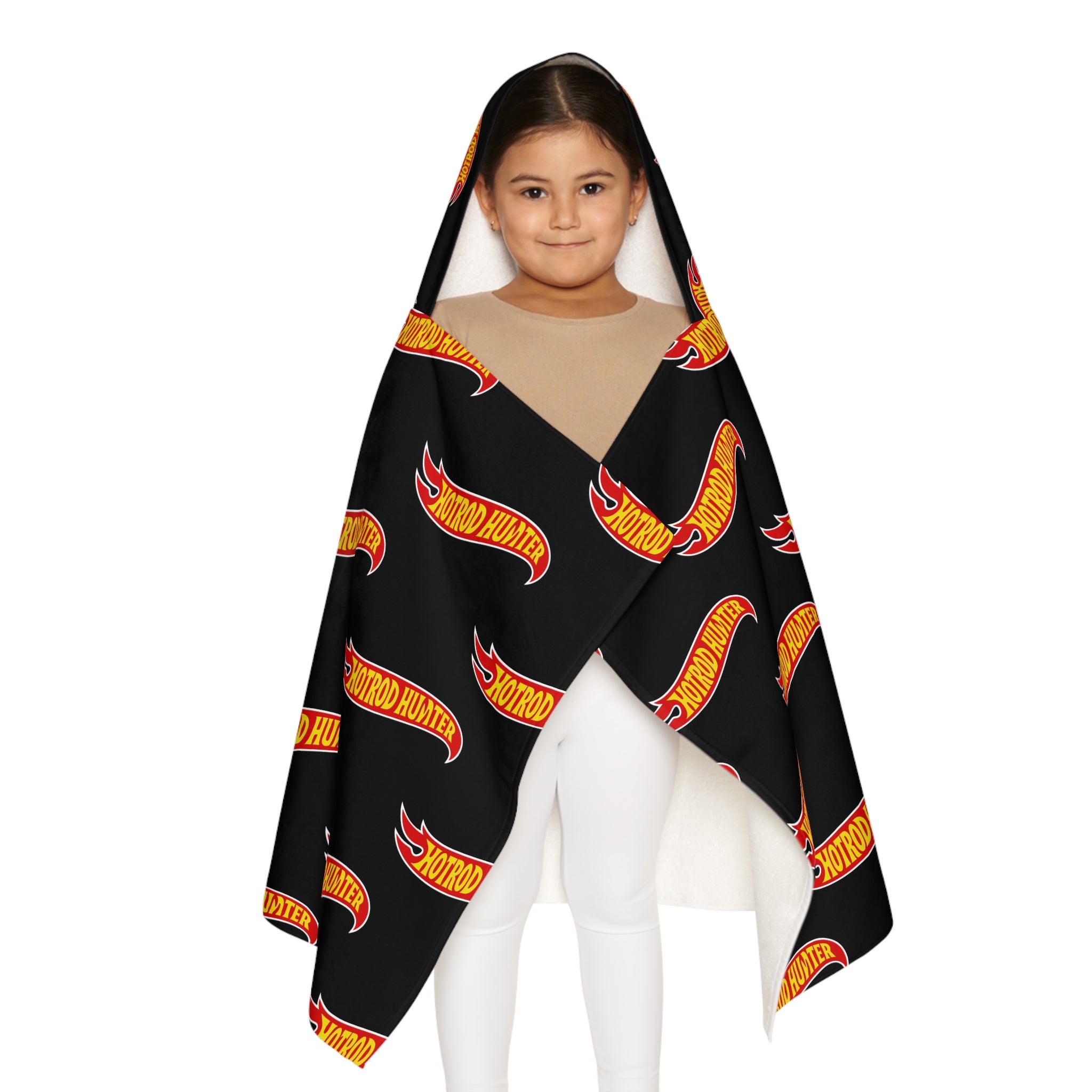 Hotrod Hunter Towel | Kids Swim Beach Towel with Hood | Black